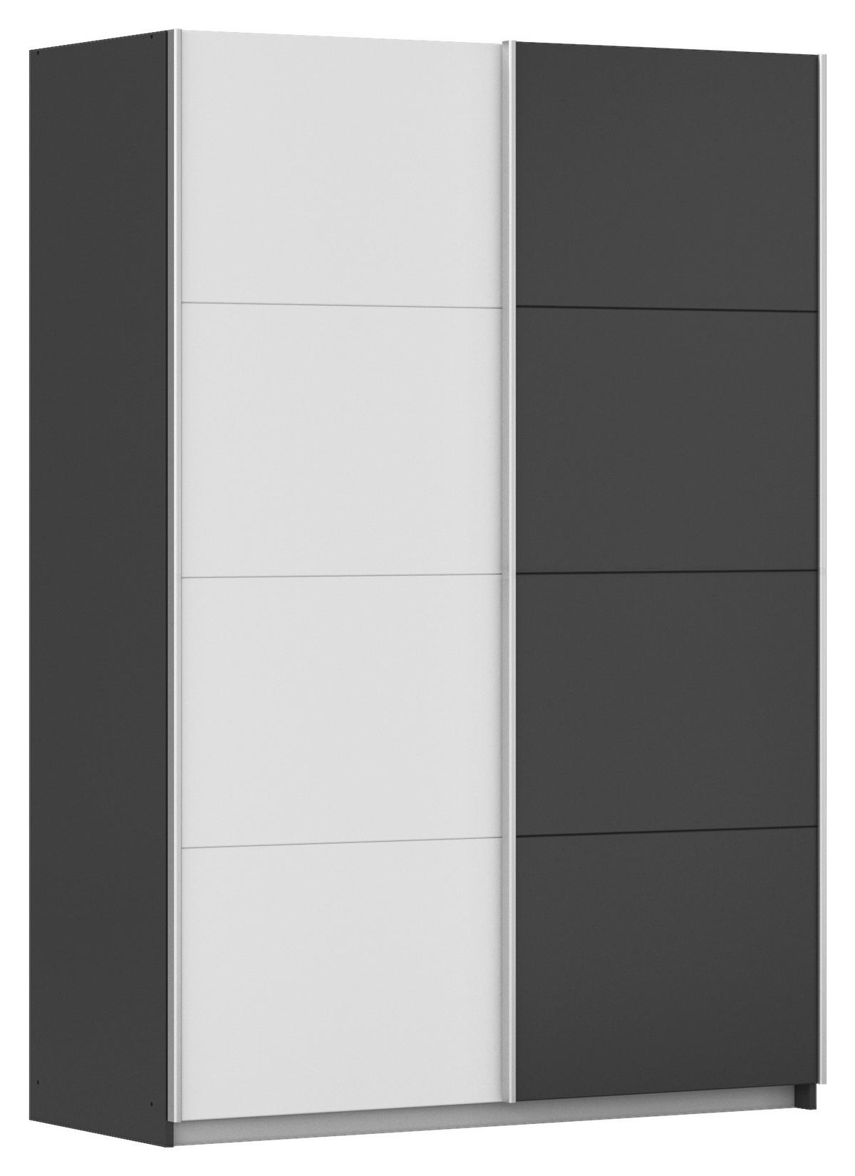 SCHWEBETÜRENSCHRANK 136/197/61 cm 2-türig Graphitfarben, Weiß  - Graphitfarben/Alufarben, MODERN, Holzwerkstoff/Metall (136/197/61cm) - Rauch Möbel