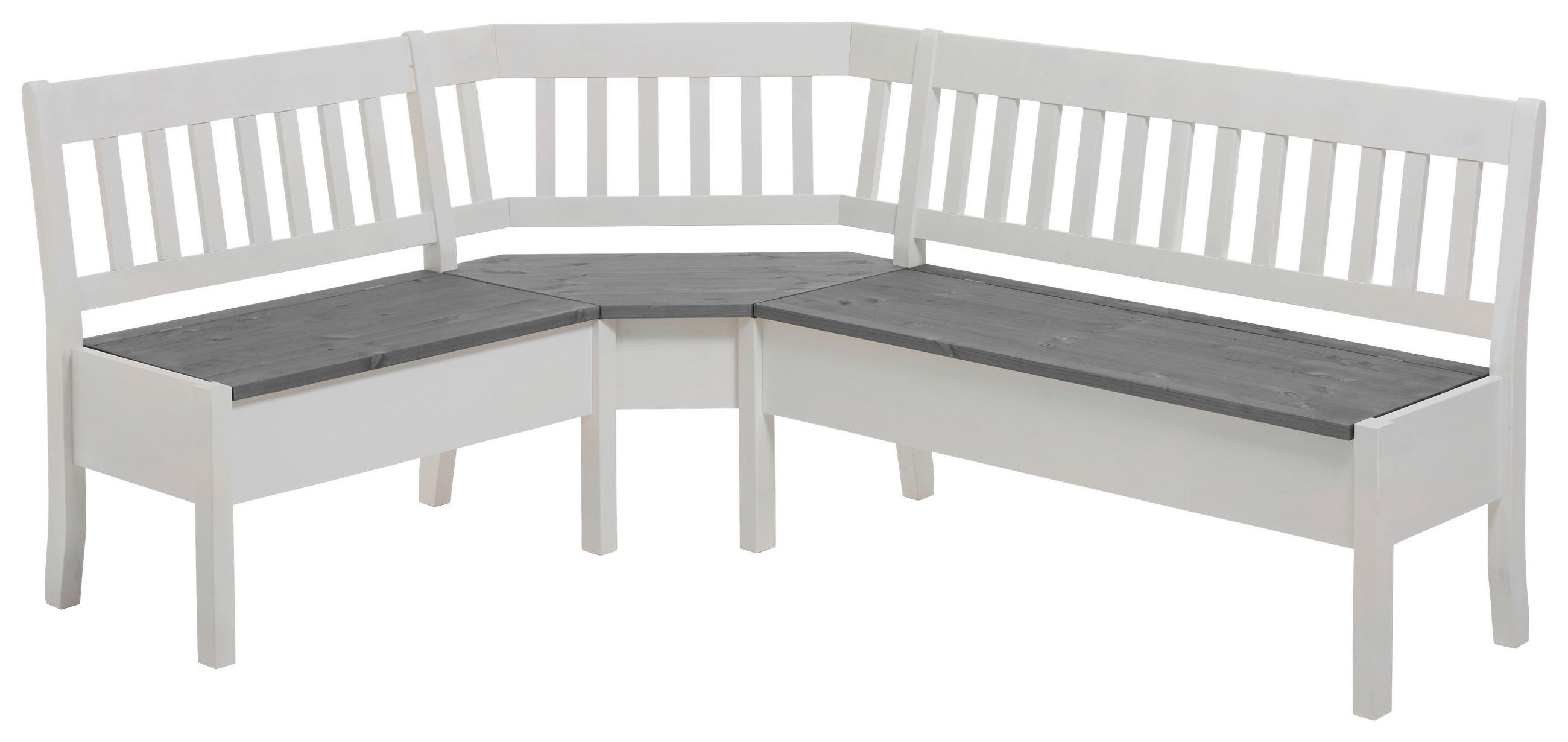 ECKBANK 147/170 cm Weiß, Grau Kiefer massiv   - Weiß/Grau, ROMANTIK / LANDHAUS, Holz (147/170cm) - Boxxx