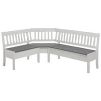 ECKBANK 147/170 cm Grau, Weiß Kiefer massiv   - Weiß/Grau, ROMANTIK / LANDHAUS, Holz (147/170cm) - Boxxx