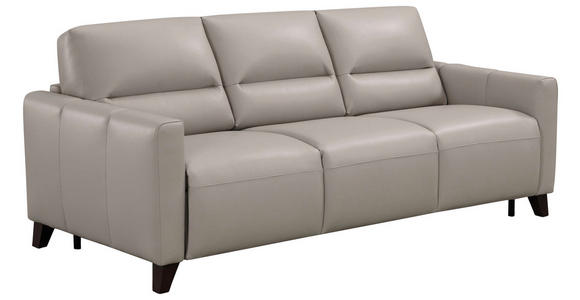 SCHLAFSOFA  in Echtleder Hellgrau  - Eiche dunkel/Hellgrau, Design, Leder/Holz (206/89/97cm) - Novel