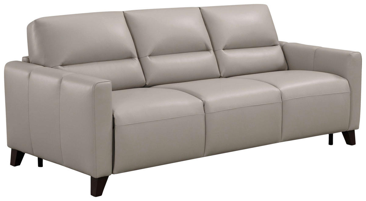 SCHLAFSOFA Hellgrau Echtleder  - Eiche dunkel/Hellgrau, Design, Leder/Holz (206/89/97cm) - Novel