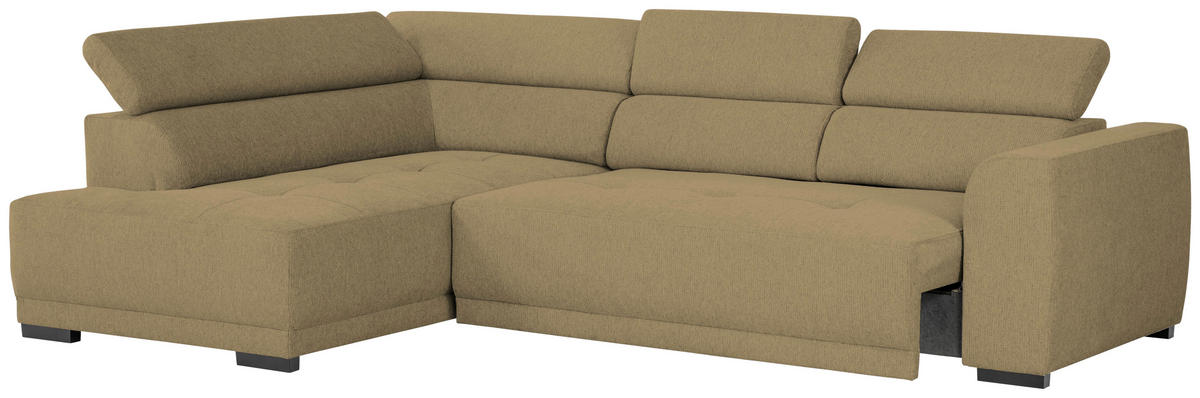 ECKSOFA Olivgrün Struktur  - Schwarz/Olivgrün, Design, Kunststoff/Textil (205/284cm) - Xora