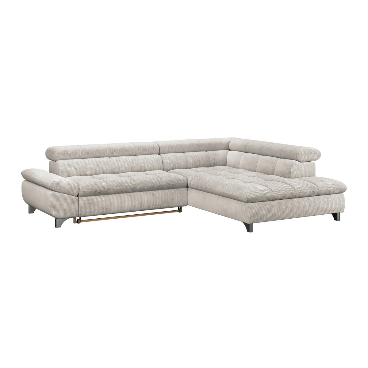 ECKSOFA Creme Chenille  - Chromfarben/Creme, KONVENTIONELL, Textil/Metall (312/234cm) - Livetastic