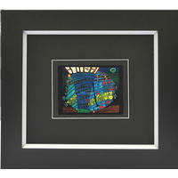 KUNSTDRUCK Hundertwasser Abstraktes, Architektur DER BLAUE MOND  - Multicolor/Schwarz, Basics, Holzwerkstoff (38,5/43cm)