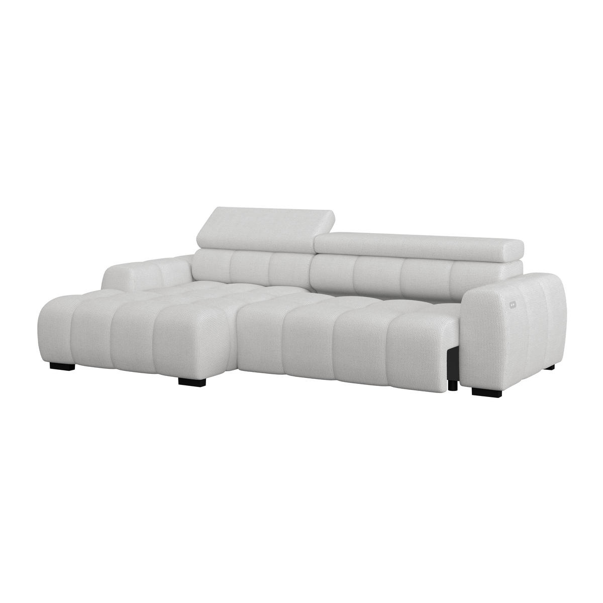 ECKSOFA Greige Webstoff  - Greige/Schwarz, Trend, Kunststoff/Textil (168/285cm) - Livetastic
