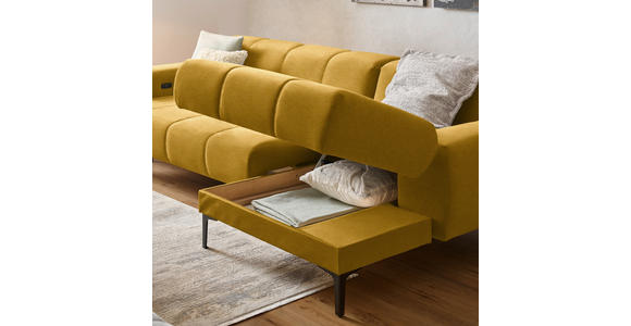 ECKSOFA in Chenille Currygelb  311/167 cm  - Currygelb/Schwarz, Design, Textil/Metall (311/167cm) - Xora