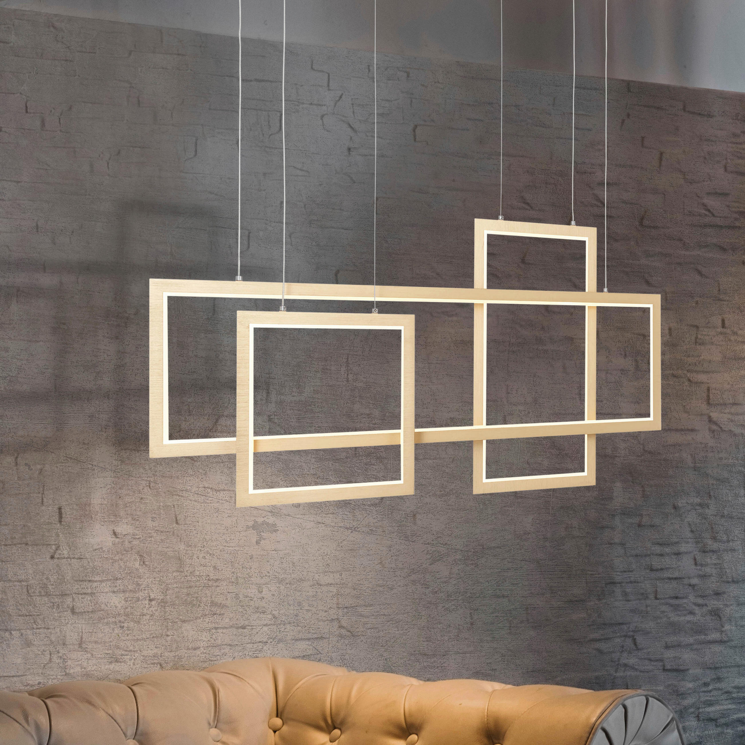 LED-HÄNGLAMPA Gwyen 124/80/13 cm  - aluminiumfärg/guldfärgad, Design, metall/plast (124/80/13cm)