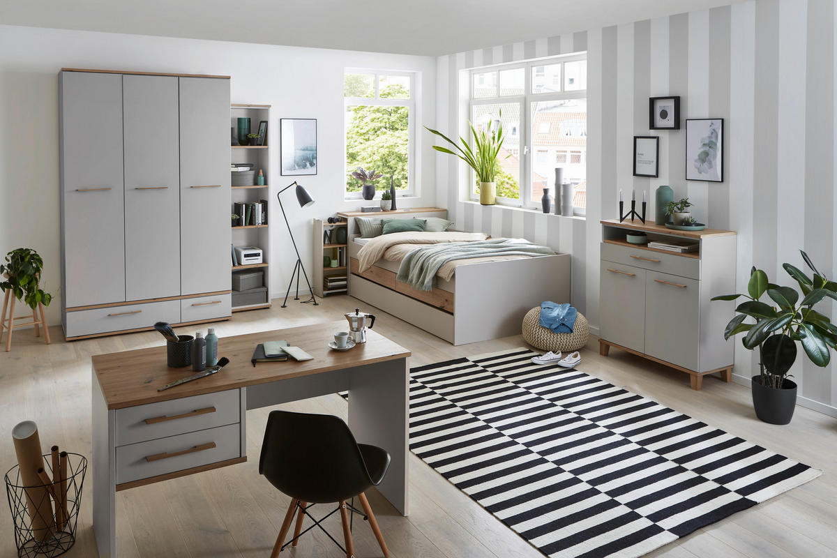 DVOJITÁ ZÁSUVKA šedá, barvy dubu - šedá/barvy dubu, Konvenční, dřevo/kompozitní dřevo (138/26,5/61,5cm) - Venda