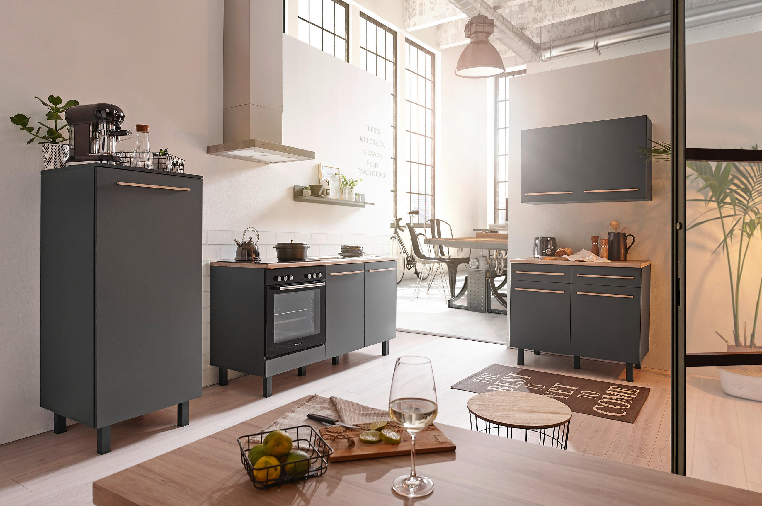 KONYHAI ALSÓSZEKRÉNY - Sonoma tölgy/antracit, Design, műanyag/faalapú anyag (100/90/60cm) - Carryhome