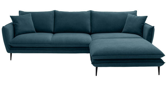 ECKSOFA  in Webstoff Petrol  304/196 cm  - Petrol/Schwarz, KONVENTIONELL, Textil/Metall (304/196cm) - Hom`in