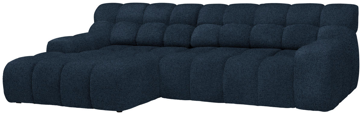 ECKSOFA in Webstoff Dunkelblau  - Schwarz/Dunkelblau, Modern, Kunststoff/Textil (180/297cm) - Welnova