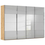 SCHWEBETÜRENSCHRANK  in Eiche Artisan, Seidengrau  - Chromfarben/Seidengrau, Design, Glas/Holzwerkstoff (316/235/68cm) - Novel