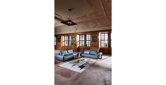 3-SITZER-SOFA in Leder Dunkelblau - Anthrazit/Dunkelblau, Design, Leder/Metall (230/70/109cm) - Johann Jakob