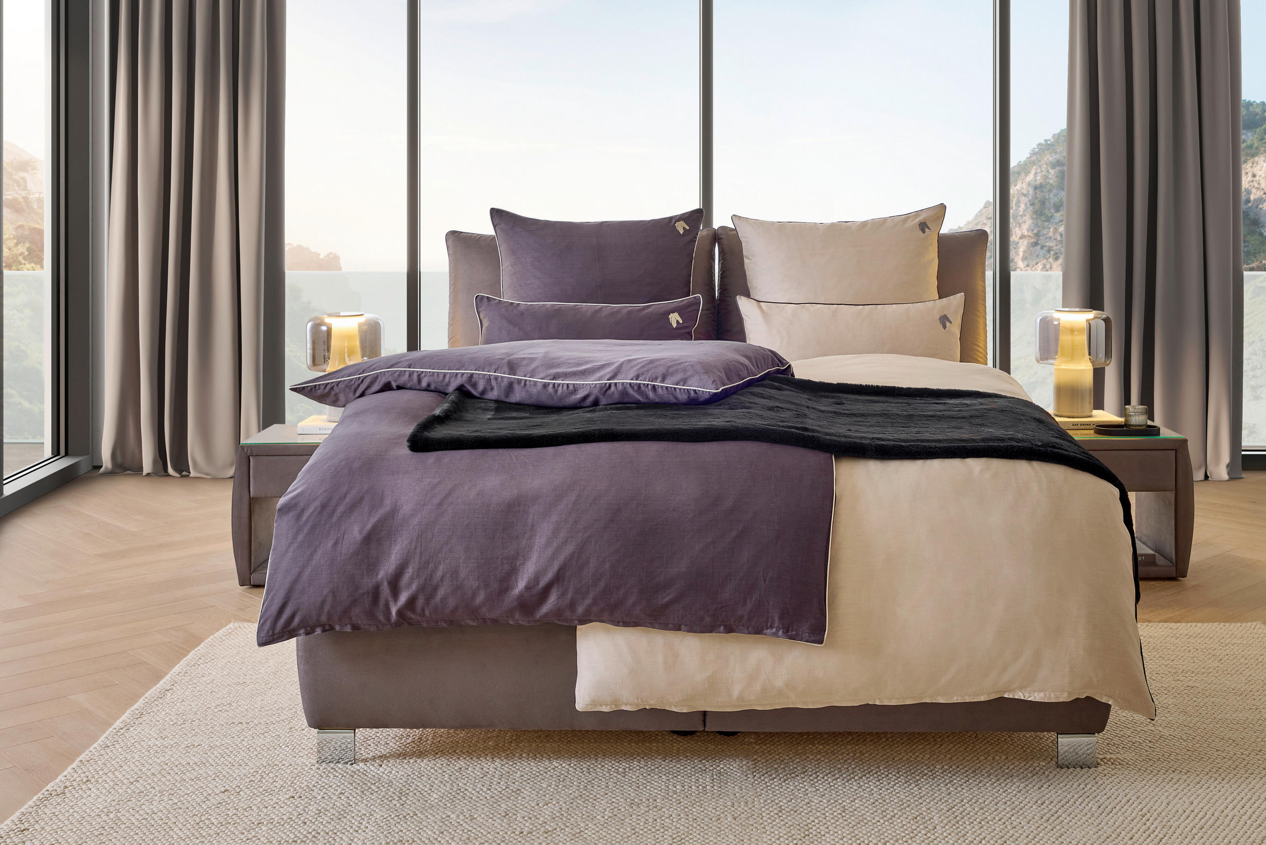 WENDEBETTWÄSCHE Marcel.Remus.Design - Palma anthrazit Satin 135/200 cm  - Anthrazit, Design, Textil (135/200cm) - Marcel Remus