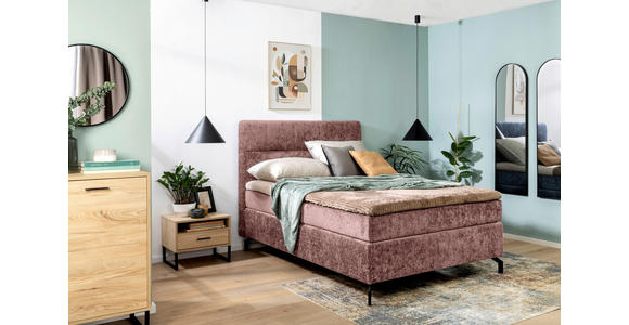 BOXSPRINGBETT 140/200 cm in Weinrot - Weinrot/Schwarz, Design, Textil/Metall (140/200cm) - Esposa