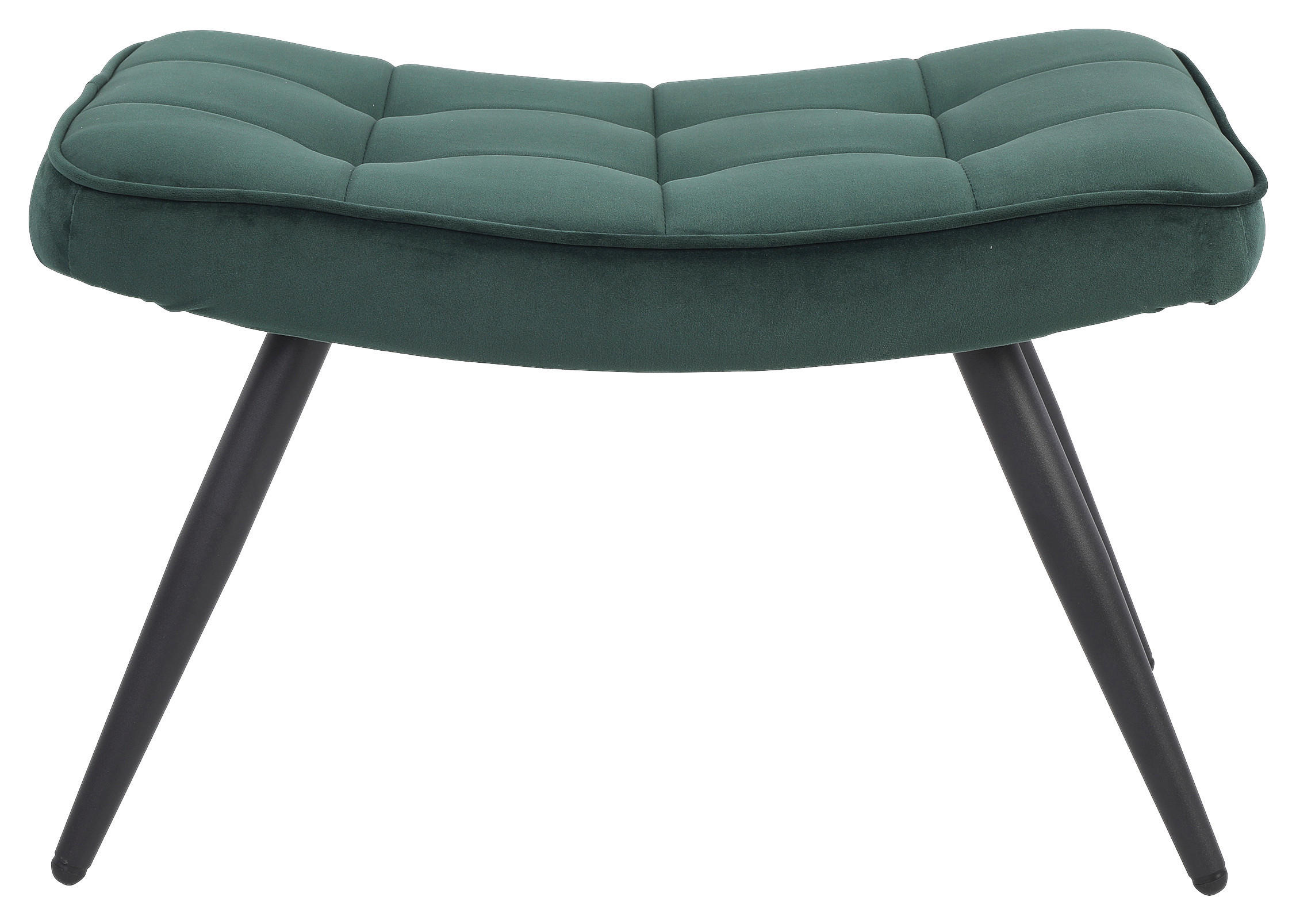 HOCKER Uta Samt Grün  - Schwarz/Grün, MODERN, Textil/Metall (60/39/41cm) - MID.YOU