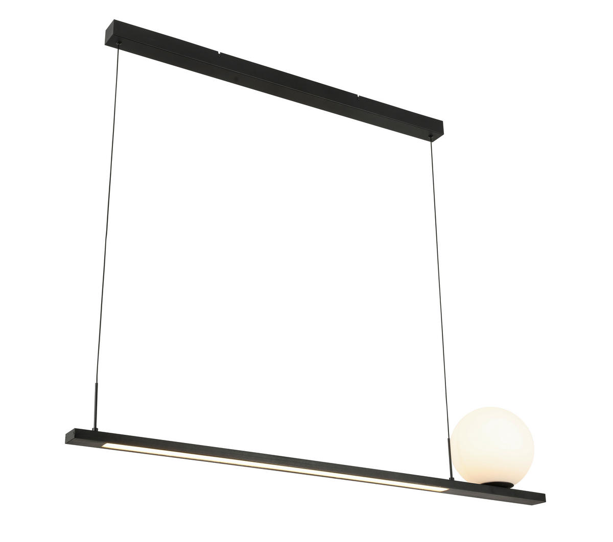 LED-HÄNGELEUCHTE 120/20/200 cm    - Schwarz, Design, Glas/Kunststoff (120/20/200cm) - Dieter Knoll