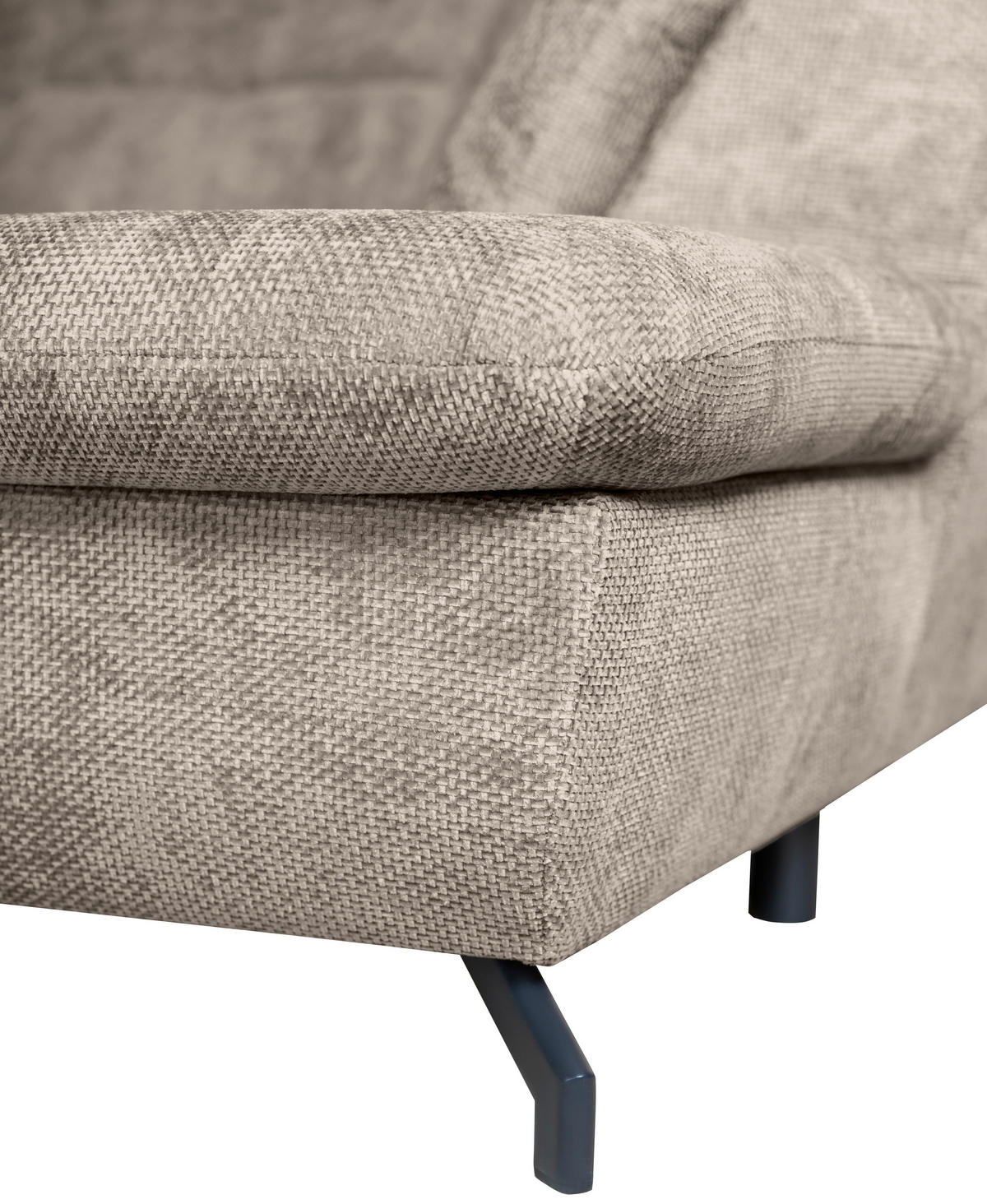 WOHNLANDSCHAFT Beige Struktur  - Beige/Schwarz, KONVENTIONELL, Textil/Metall (188/357/253cm) - Carryhome