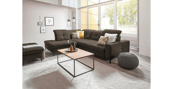 ECKSOFA in Chenille Dunkelbraun 240/308 cm - Dunkelbraun/Schwarz, Design, Textil/Metall (240/308cm) - Xora