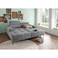 ECKSOFA  Silberfarben Chenille  - Silberfarben/Schwarz, KONVENTIONELL, Textil/Metall (200/188cm) - Livetastic