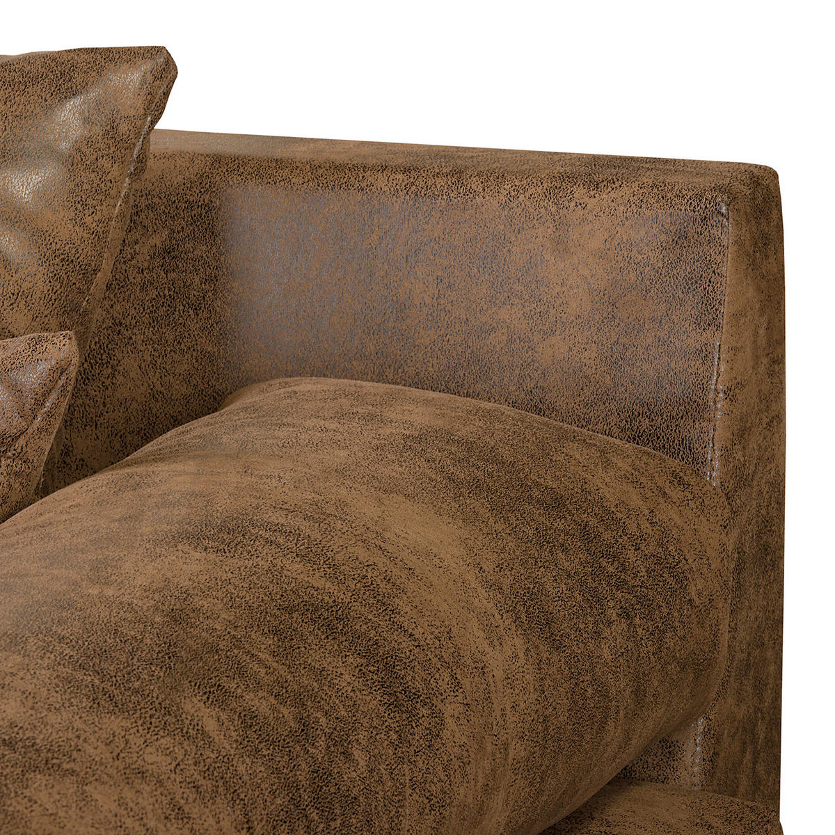 ECKSOFA Naomi in Lederlook Braun Rückenkissen  243/284 cm  - Schwarz/Braun, Design, Kunststoff/Textil (243/284cm) - P & B