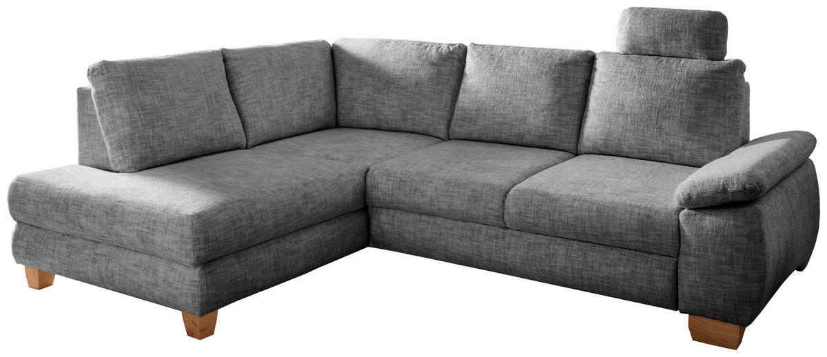 ECKSCHLAFSOFA in Struktur Silberfarben  - Wildeiche/Silberfarben, Modern, Holz/Textil (206/265cm) - Livetastic