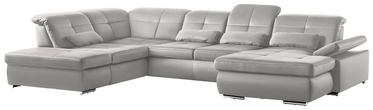 WOHNLANDSCHAFT  in Mikrofaser Creme  - Chromfarben/Creme, Design, Holzwerkstoff/Textil (260/371/195cm) - Beldomo Style