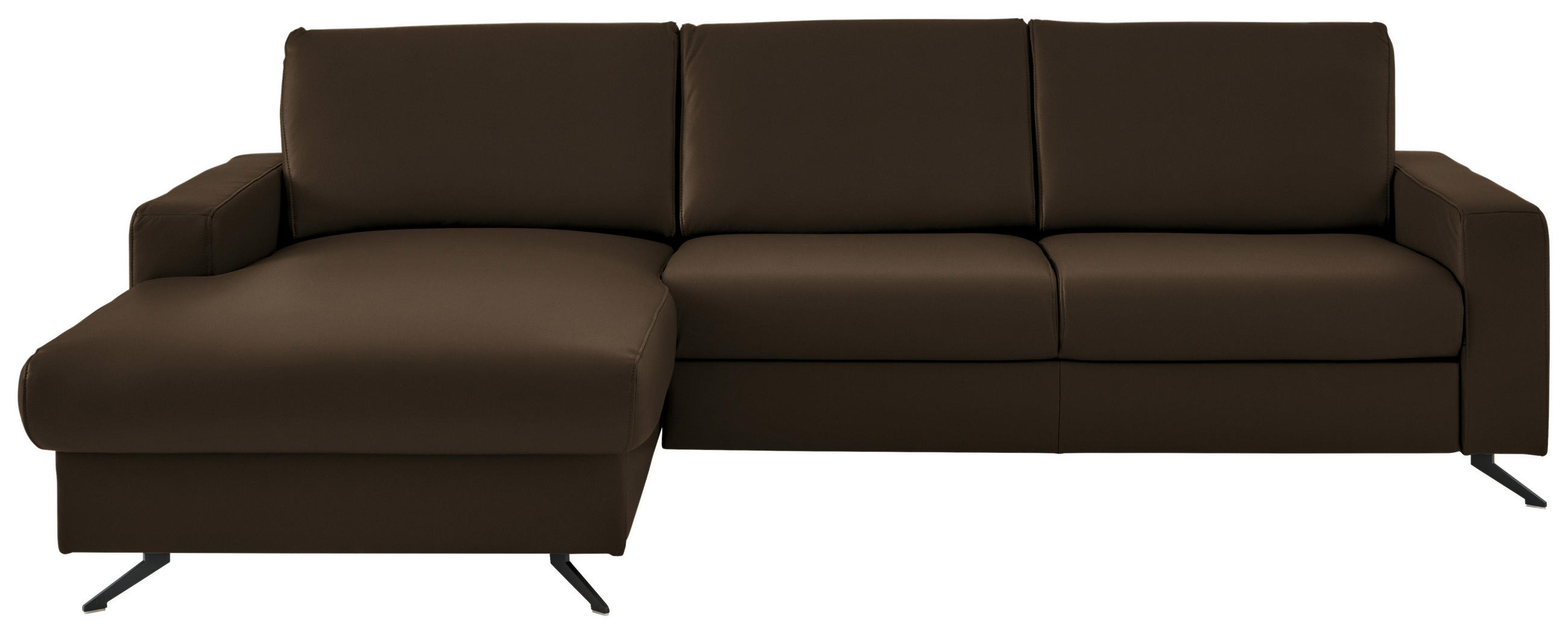 ECKSOFA in Echtleder Braun  165/267 cm  - Schwarz/Braun, Design, Leder/Metall (165/267cm) - Lomoco
