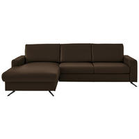 ECKSOFA in Echtleder Braun  - Schwarz/Braun, Design, Leder/Metall (165/267cm) - Lomoco