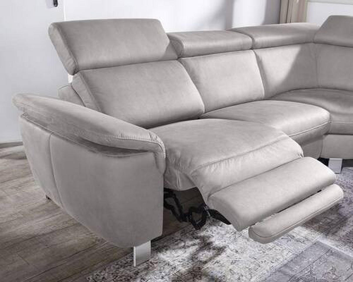 ECKSOFA in Flachgewebe Hellgrau  271/239 cm  - Beige/Hellgrau, Design, Textil/Metall (271/239cm) - Cantus