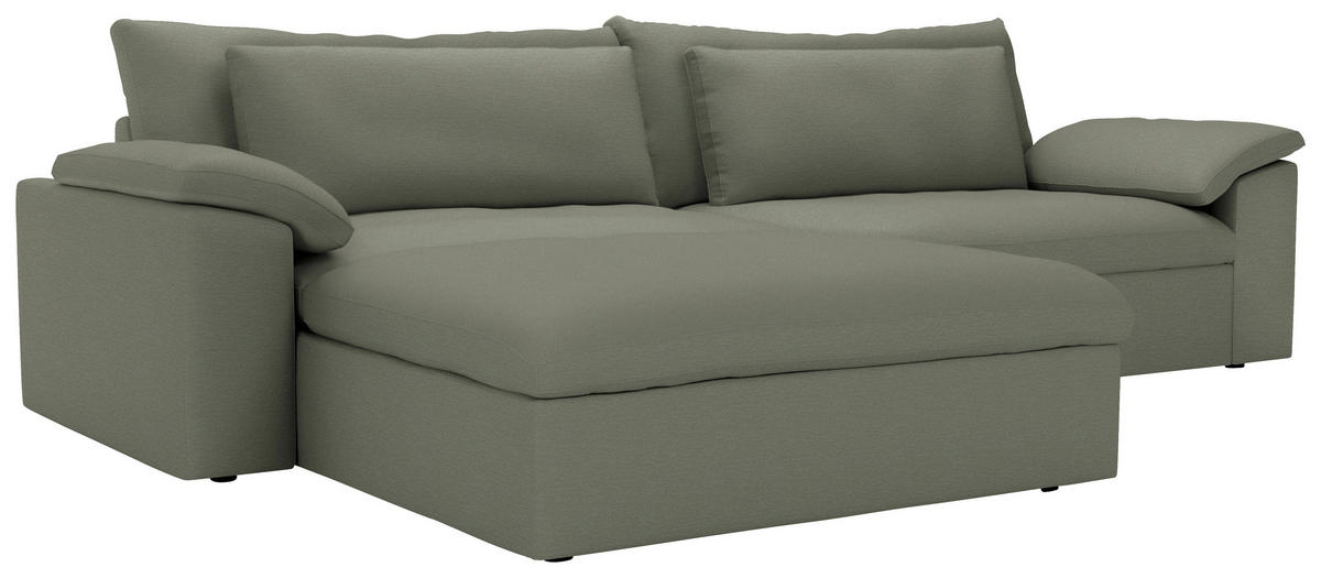 ECKSOFA  Chenille Graugrün  - Schwarz/Graugrün, Modern, Kunststoff/Textil (198/306cm) - Carryhome