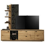 WOHNWAND  in Graphitfarben, Eiche Artisan  220/205/49 cm  - Schwarz/Graphitfarben, Design, Glas/Holzwerkstoff (220/205/49cm) - Cantus