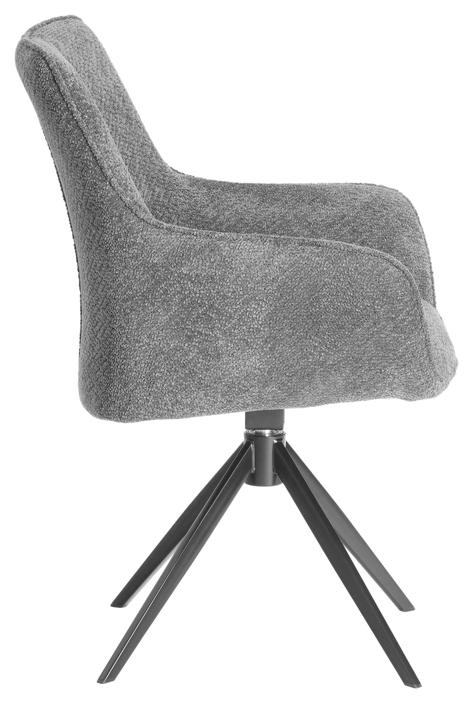 ARMLEHNSTUHL  in Eisen Webstoff  - Schwarz/Grau, Design, Textil/Metall (64/88/60cm) - Novel