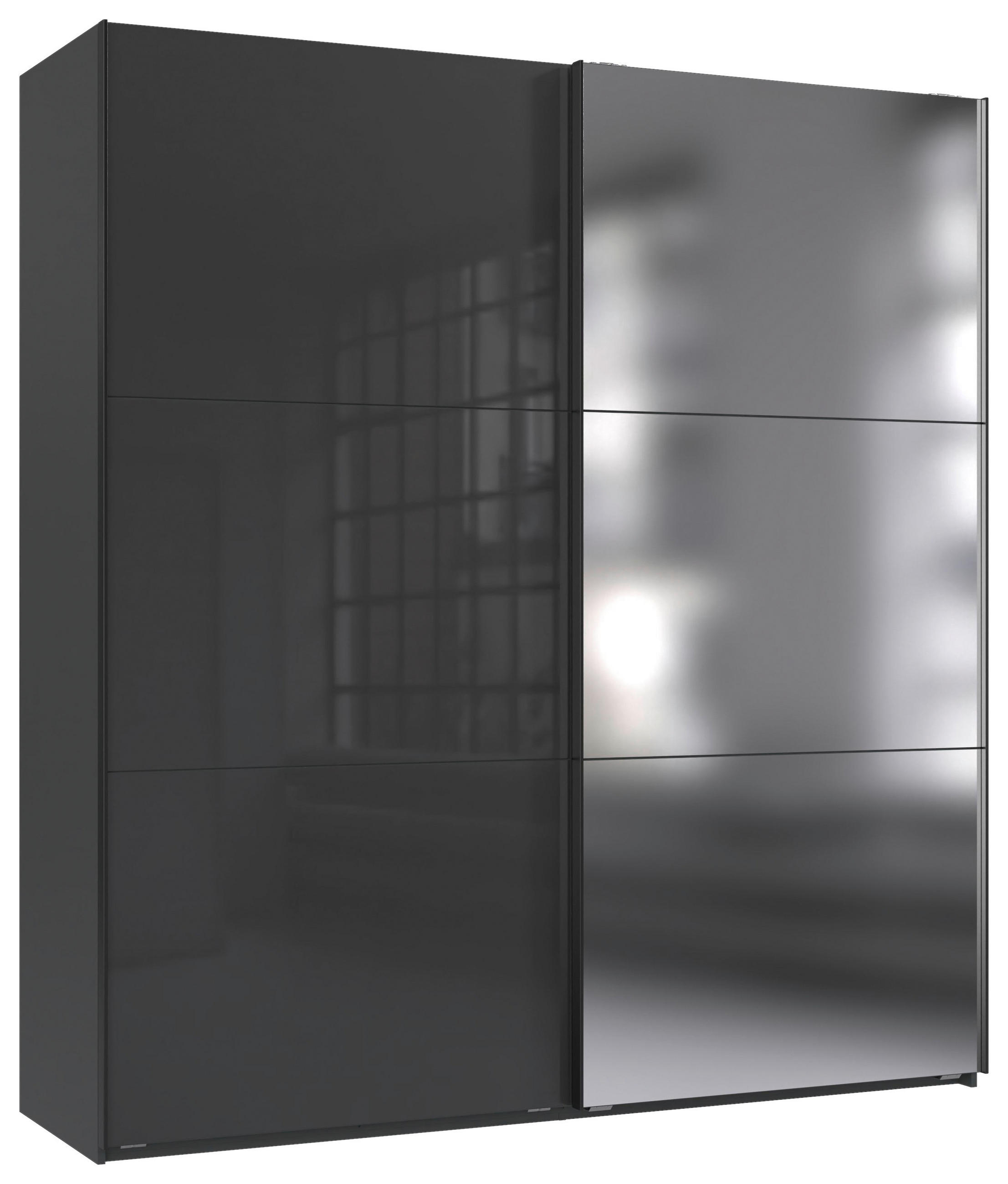 SCHWEBETÜRENSCHRANK 200/216/65 cm 2-türig Graphitfarben, Grau  - Schwarz/Graphitfarben, KONVENTIONELL, Glas/Holzwerkstoff (200/216/65cm) - Stylife