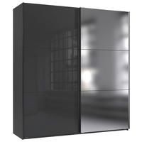 SCHWEBETÜRENSCHRANK 200/216/65 cm 2-türig Graphitfarben, Grau  - Schwarz/Graphitfarben, KONVENTIONELL, Glas/Holzwerkstoff (200/216/65cm) - Stylife