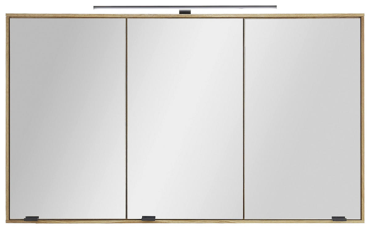SPIEGELSCHRANK 120/70/20 cm  - Eichefarben/Schwarz, KONVENTIONELL, Glas/Holz (120/70/20cm) - Linea Natura