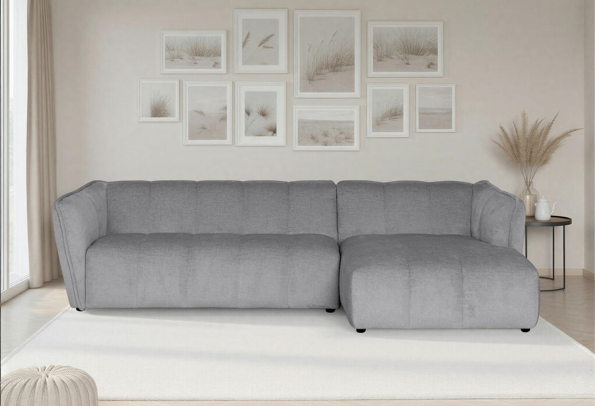 ECKSOFA  LIVOLI Hellgrau Chenille  - Hellgrau/Schwarz, Design, Textil (276/160cm) - MID.YOU