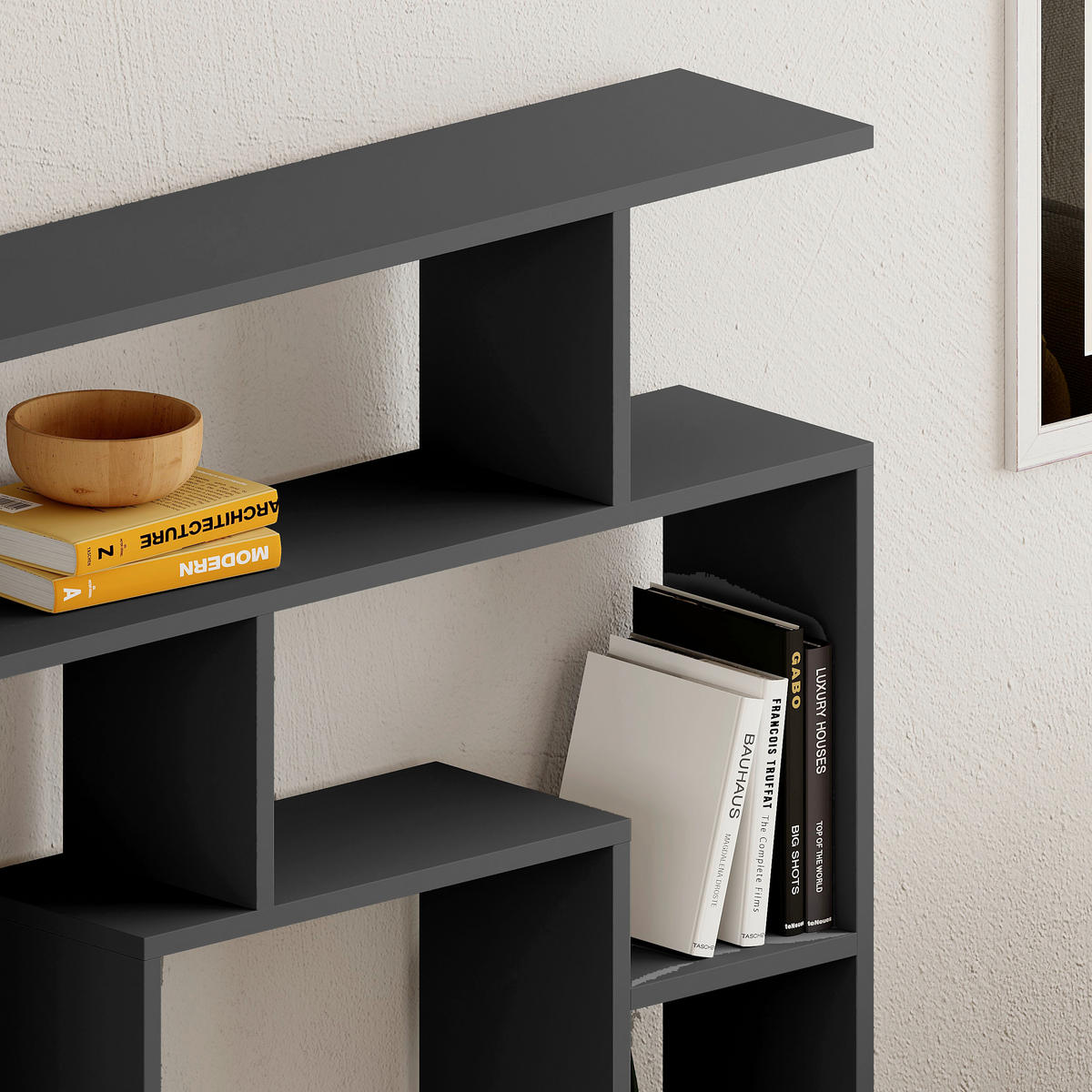 BOKHYLLA i 125/129/22 cm antracit  - antracit, Design, trämaterial (125/129/22cm) - Livetastic