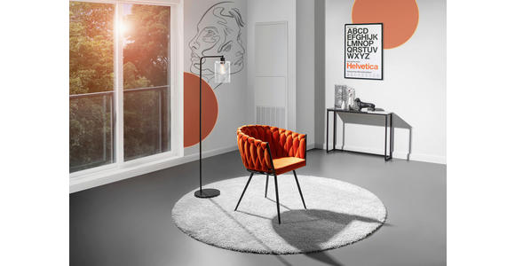 ARMLEHNSTUHL in Aluminium Velours - Schwarz/Orange, LIFESTYLE, Textil/Metall (60/78/55cm) - Landscape