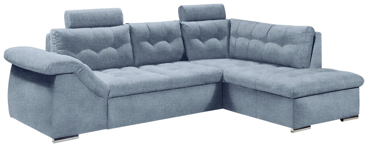 ECKSOFA Blau Mikrovelours  - Blau, KONVENTIONELL, Kunststoff/Textil (283/193cm) - MID.YOU