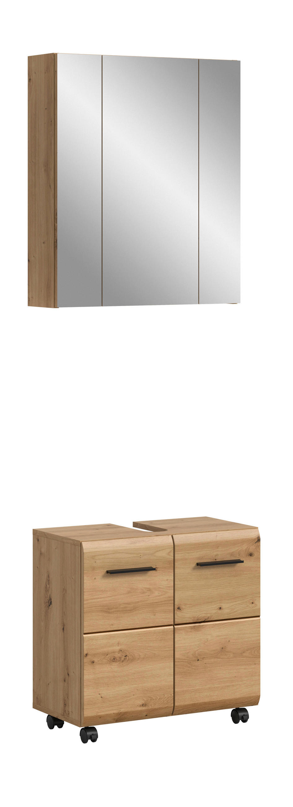BADEZIMMER 2-teilig  in 60 cm  - Schwarz/Eiche Artisan, Trend, Glas/Holzwerkstoff (60cm) - MID.YOU