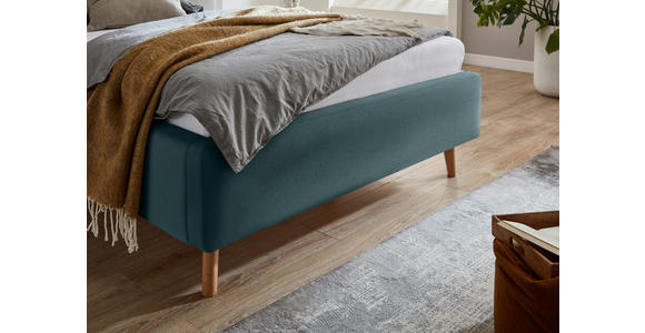 POLSTERBETT 160/200 cm  in Blau  - Blau/Eichefarben, Design, Holz/Textil (160/200cm) - Xora