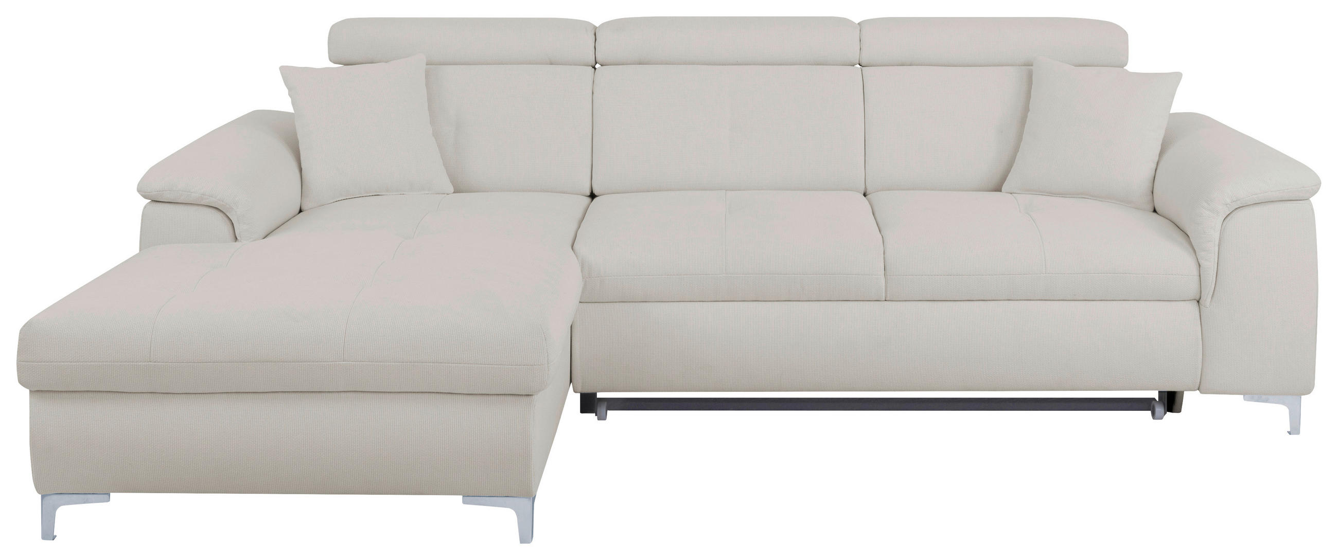 ECKSOFA Greige Flachgewebe  - Chromfarben/Greige, KONVENTIONELL, Textil/Metall (175/268cm) - Carryhome
