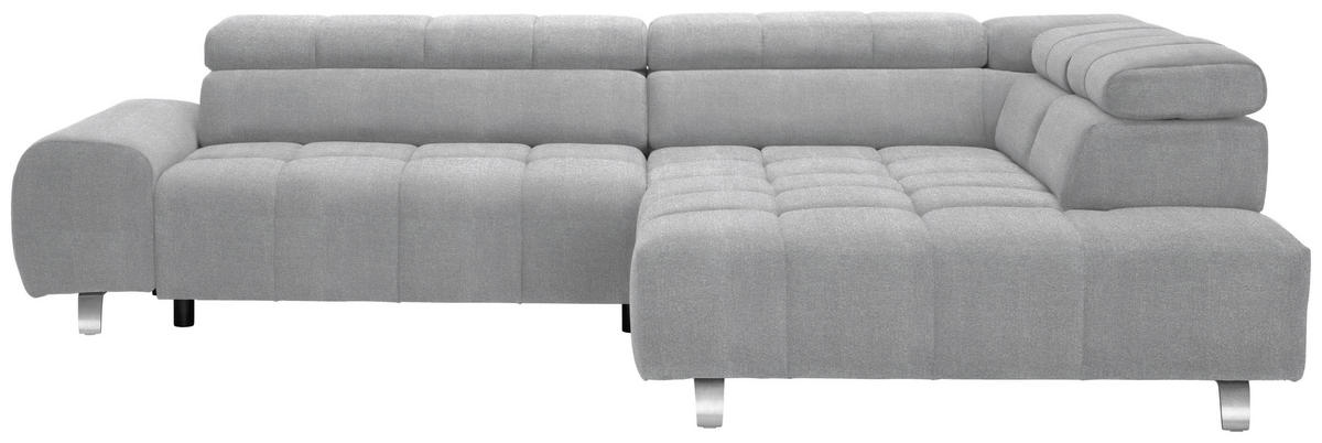 ECKSOFA in Webstoff Hellgrau  295/201 cm  - Silberfarben/Hellgrau, Design, Textil/Metall (295/201cm) - Hom`in