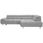 ECKSOFA Hellgrau Webstoff  - Silberfarben/Hellgrau, Design, Textil/Metall (295/201cm) - Hom`in