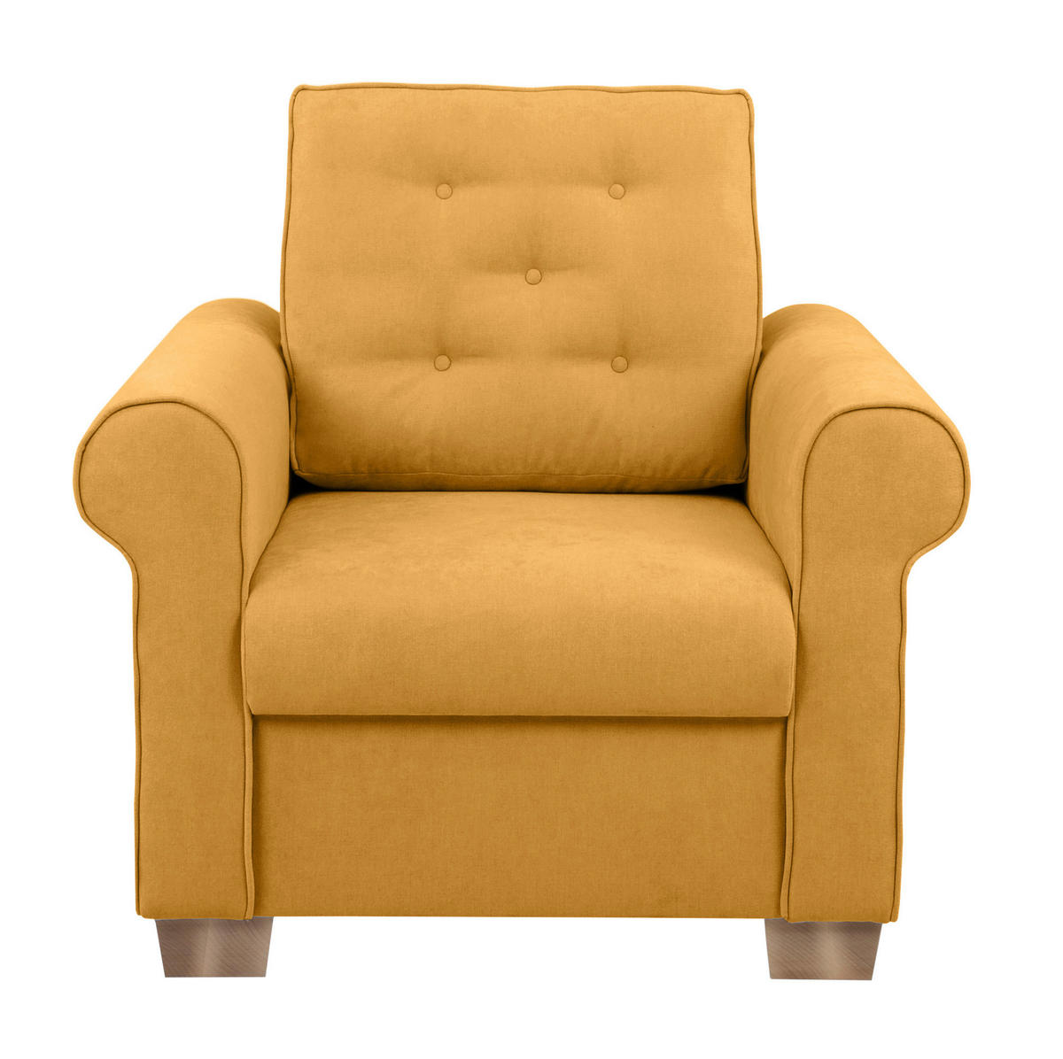 SESSEL in Gelb  - Gelb/Buchefarben, Design, Holz/Textil (93/89/82cm) - MID.YOU