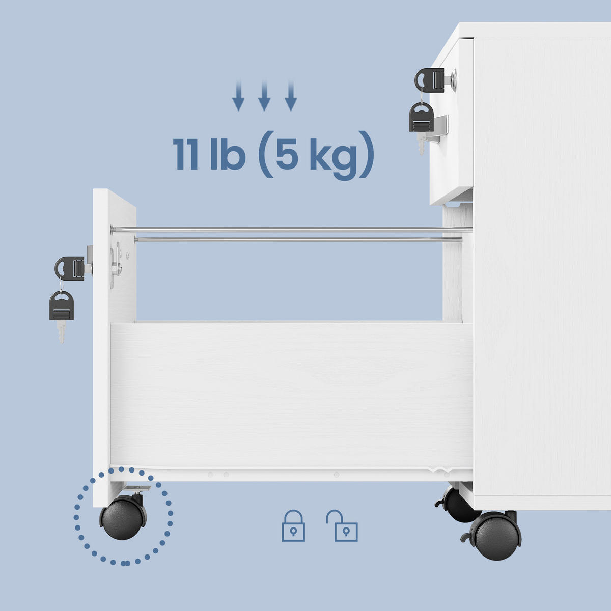 ROLLCONTAINER Weiß  - Silberfarben/Weiß, Basics, Holzwerkstoff/Kunststoff (40/54,4/43,8cm) - Boxxx