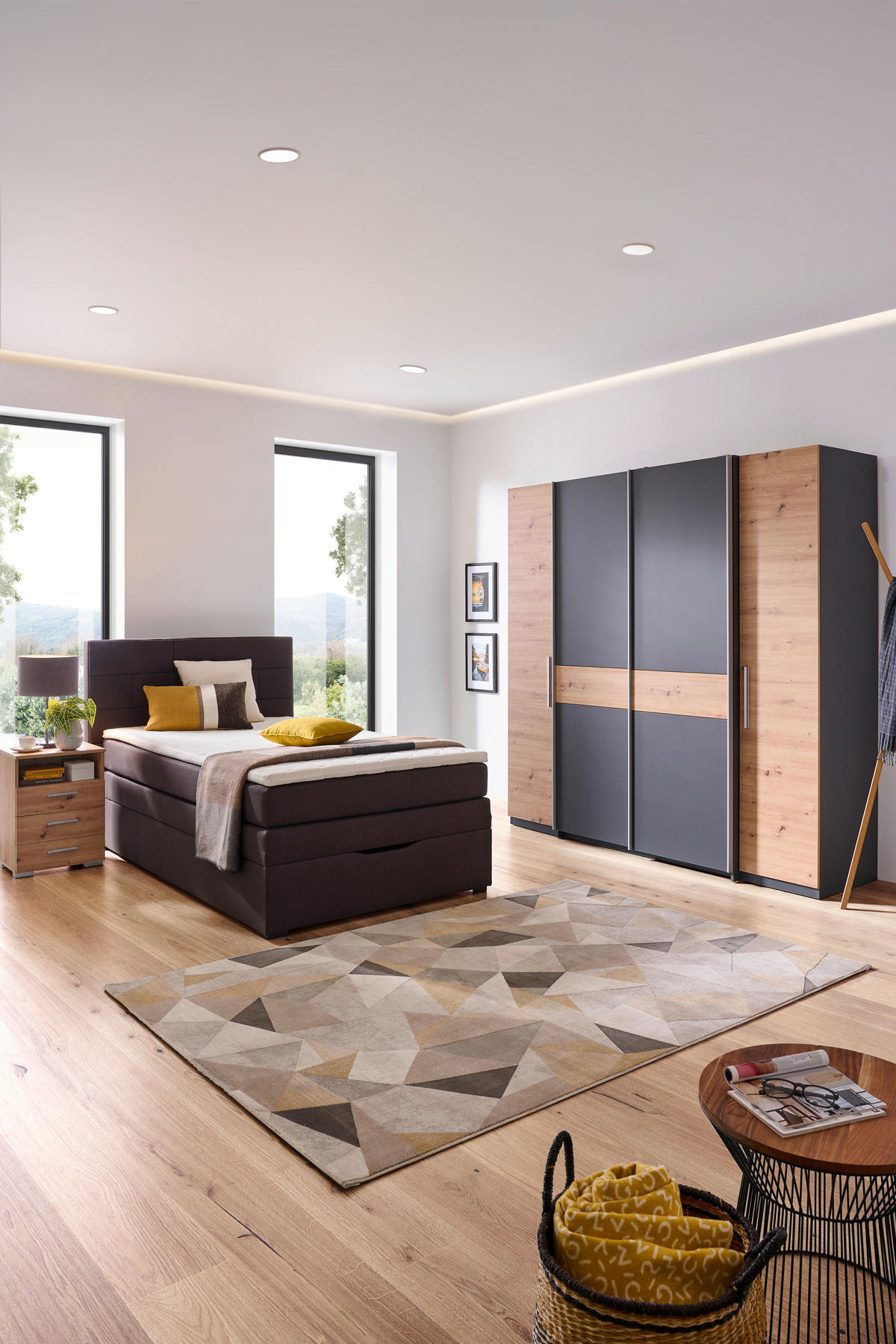 BOXSPRINGBETT 120/200 cm  in Dunkelbraun  - Wengefarben/Dunkelbraun, Konventionell, Textil (120/200cm) - Carryhome