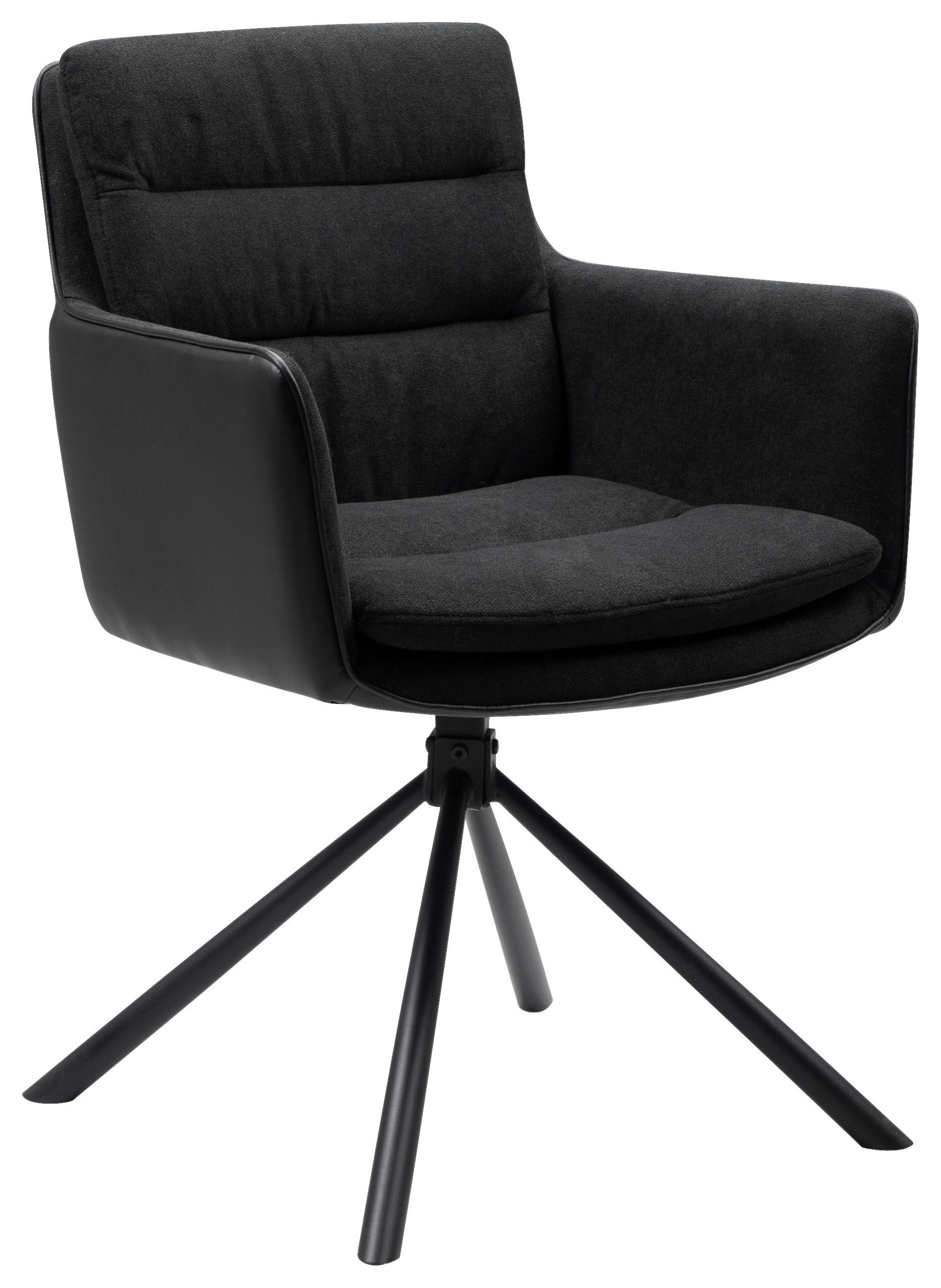 ARMLEHNSTUHL  Sitzfläche 360° drehbar Lederlook, Mikrofaser  - Anthrazit/Schwarz, Konventionell, Holzwerkstoff/Textil (59/88/63cm) - MID.YOU