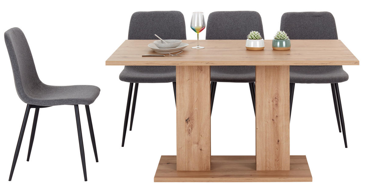 ESSTISCH rechteckig Eiche Artisan  - Schwarz/Eiche Artisan, KONVENTIONELL, Holzwerkstoff (138/74/90cm) - home24